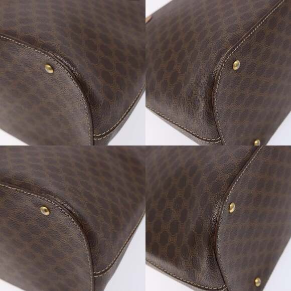 CELINE Macadam Canvas Hand Bag Pvc Leather Brown Gold - Picture 10 of 13